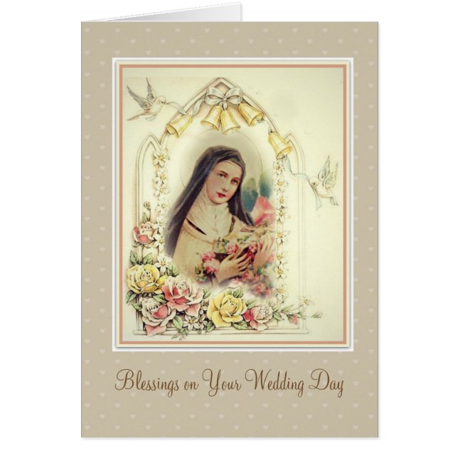 St. Therese Katolska Bröllopsuppdrag Hälsningskort (Framsidan)