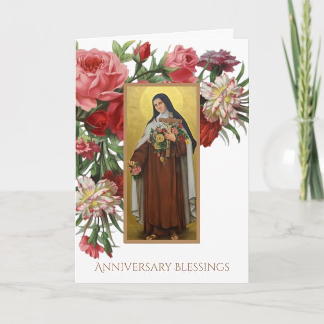 St. Therese lite blommaårsdagen Kort (Framsida)