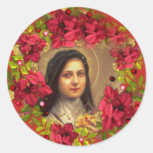 St. Therese lite blommajulstjärnan Runt Klistermärke