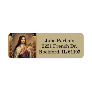 St. Therese lite blomman Returadress Etikett