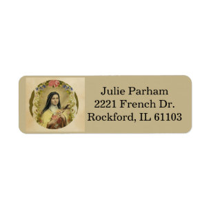 St. Therese lite blomman Returadress Etikett