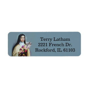 St. Therese lite blomman Returadress Etikett