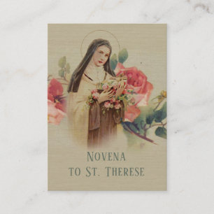 St. Therese lite blommaNovenakorten Visitkort