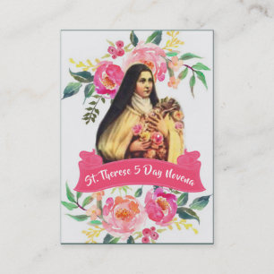 St. Therese lite blommaNovenakorten Visitkort