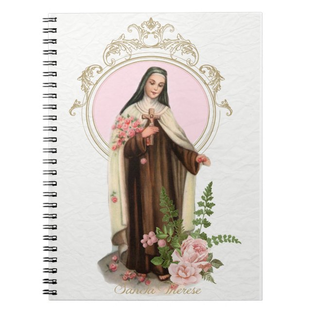 St. Therese lite blommareligiösavintagen Anteckningsbok (Framsidan)