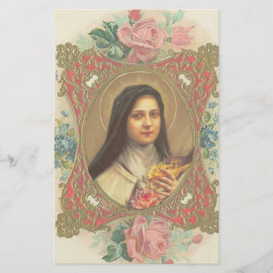 St. Therese lite blommarocrucifixen Brevpapper