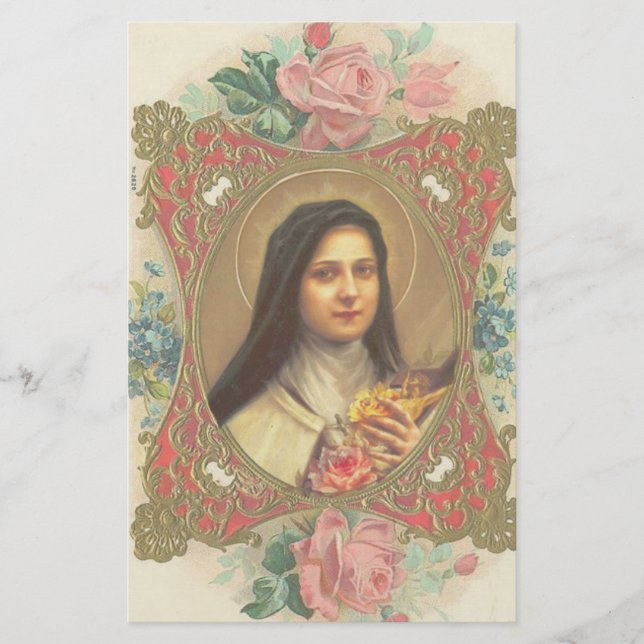 St. Therese lite blommarocrucifixen Brevpapper (Framsida)