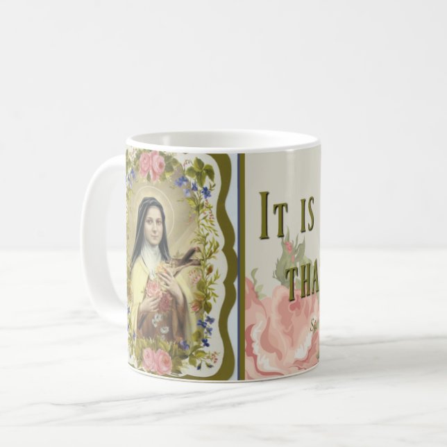 St. Therese lite blommarocrucifixen Kaffemugg (Framsida vänster)