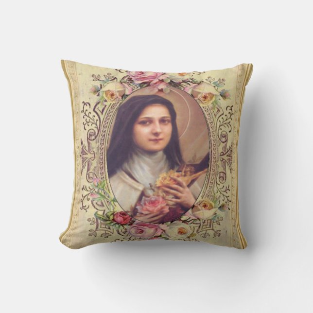St. Therese lite blommarocrucifixen Kudde (Framsida)