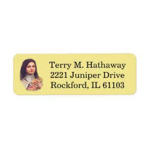 St. Therese lite blommarosa ros Returadress Etikett