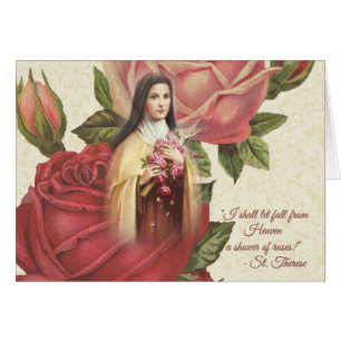 St. Therese lite ro för blomma w/pink OBS Kort