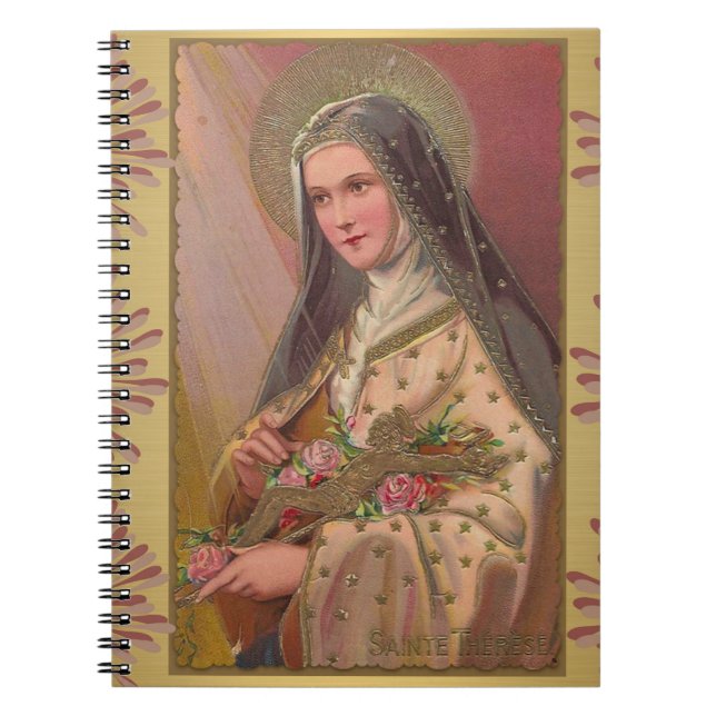St. Therese med ro & crucifixen Anteckningsbok Med Spiral (Framsidan)