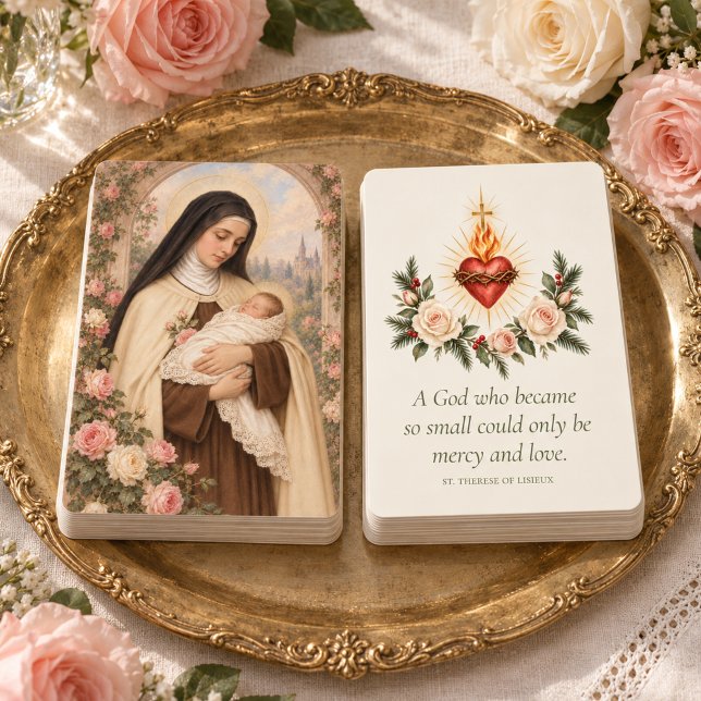 St. Thérèse och Jesusbarnet julkort Visitkort (Skapare uppladdad)