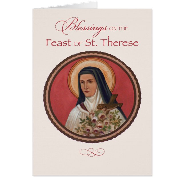 St. Therese of Lisieux Feast Day Blessings Hälsningskort (Framsidan)