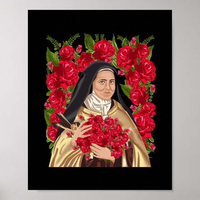 St Therese of Lisieux Flower Ro Christian Poster (Framsidan)