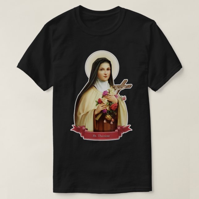 St Therese of Lisieux Kids Little Flower Ro Cath T Shirt (Design framsida)