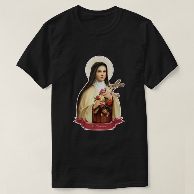 St Therese of Lisieux Kids Little Flower Ro Cath T Shirt (Design framsida)