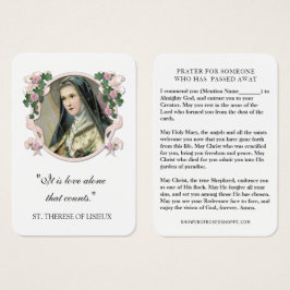 St. Therese of Lisieux Prayer Sympathy Funeral Visitkort
