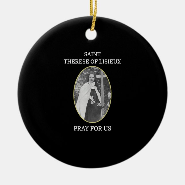 St. Therese of Lisieux T-Shirt Saint Little Flower Julgransprydnad Keramik (Framsidan)