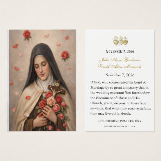 St Therese of Lisieux Wedding Prayer Card Visitkort