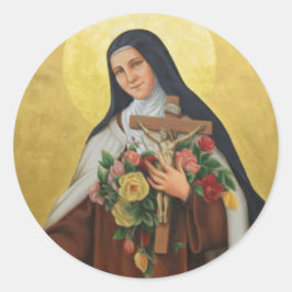 St. Therese of Lisieux with crucifix/ro-dekal Runt Klistermärke