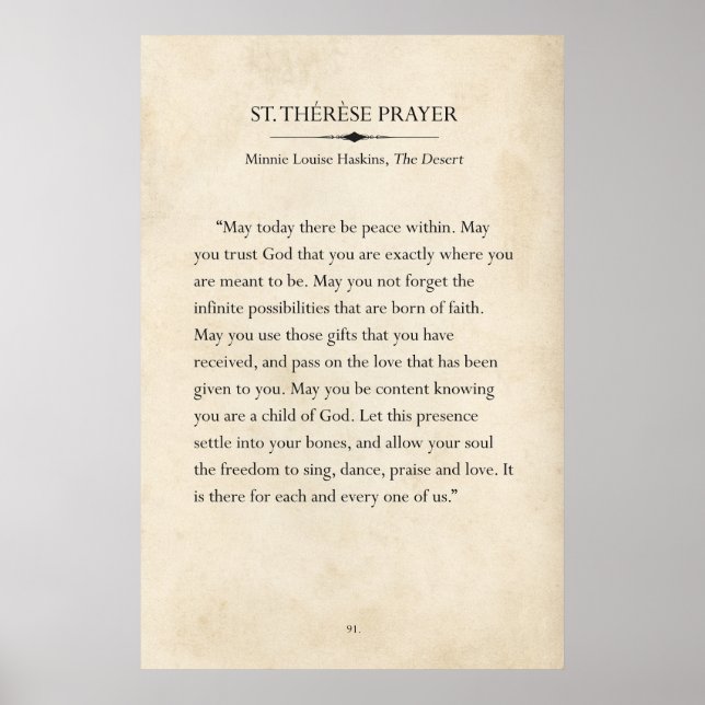 St. Therese Prayer Bok Page Art Poster (Framsidan)