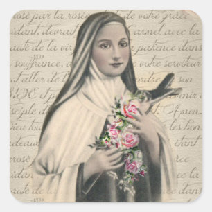 St. Therese Religiösa Vintage Carmelite Nun Fyrkantigt Klistermärke