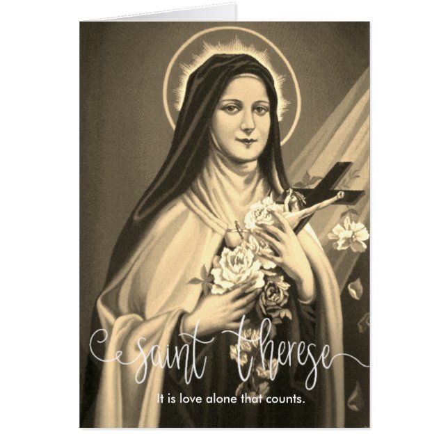 St. Therese | Sepia | Vitskript övertäckning OBS Kort (Framsidan)