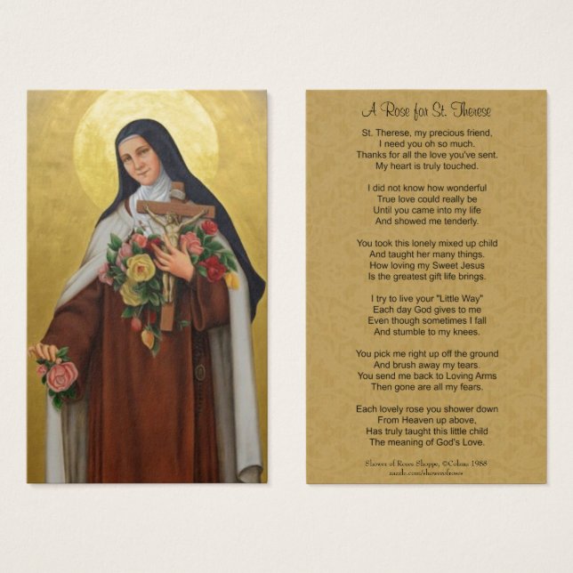 St. Therese the Little Flower Dikt Visitkort (Framsida & baksida)