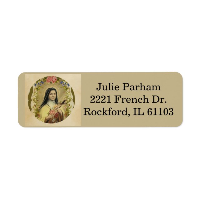 St. Therese the Little Flower Returadress Etikett (Framsidan)