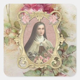 St. Therese Vintage Ro katolska Religiösan Fyrkantigt Klistermärke