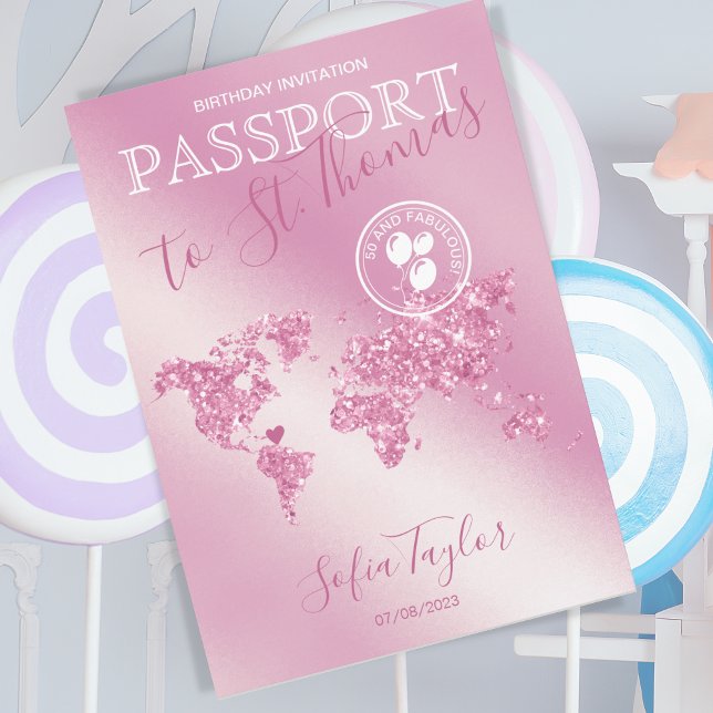 St. Thomas 50 och Fabulous Birthday Passport Karta Inbjudan (Skapare uppladdad)