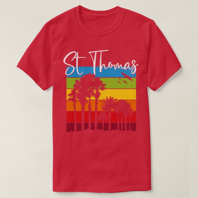 St Thomas Älskare Rainbow Handflatan Träd Vacation T Shirt (Design framsida)