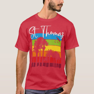 St Thomas Älskare Rainbow Handflatan Träd Vacation T Shirt