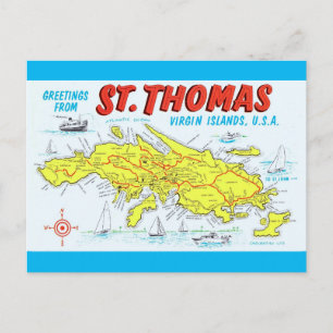 St. Thomas Amerikanska Jungfruöarna Karta Vykort