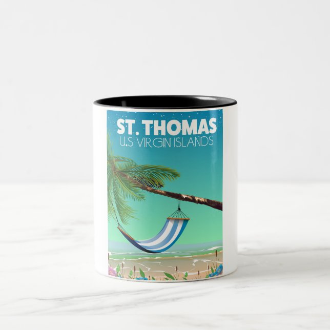 St Thomas Amerikanska Jungfruöarna. Två-Tonad Mugg (Center)