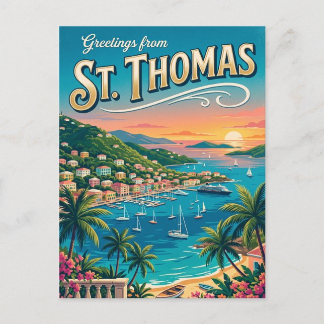 St. Thomas, Amerikanska Jungfruöarna Vykort (Framsida)