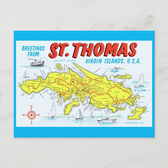 St. Thomas Amerikanska Jungfruöarna Vykort (Framsida)