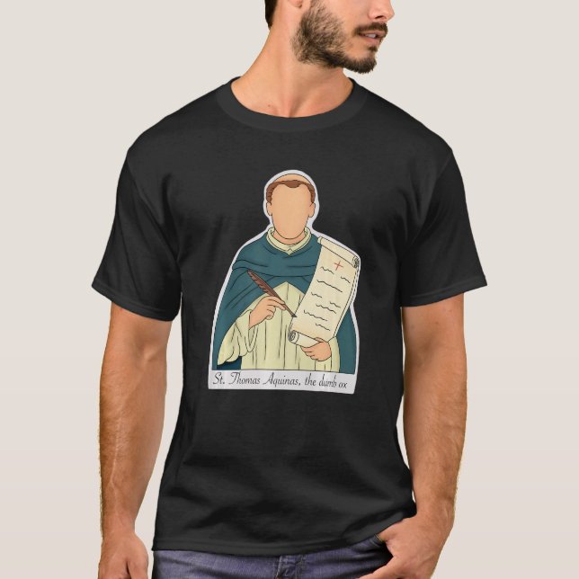 St Thomas Aquinas Patron Saint of Studenter Cathol T Shirt (Framsida)