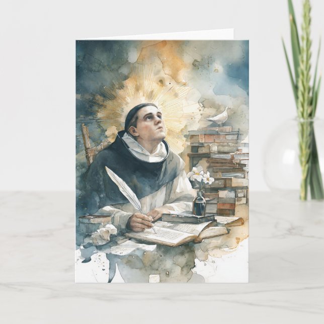 St. Thomas Aquinas with Quill Kort (Framsida)