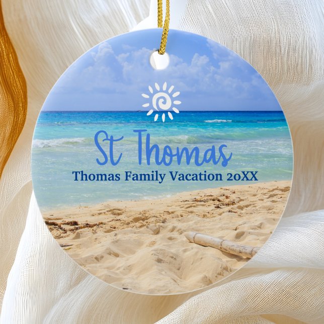 St Thomas Beach Vacation Family Resa Julgransprydnad Keramik (Skapare uppladdad)