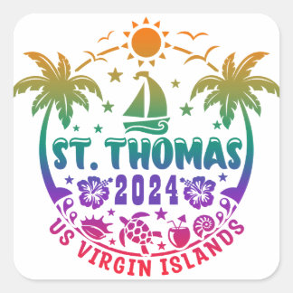 St. Thomas Bliss: Tropiska Amerikanska Jungfruöarn Fyrkantigt Klistermärke