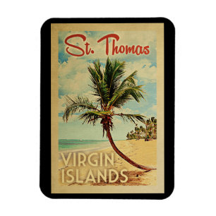 St Thomas Handflatan Träd Vintage resor Magnet