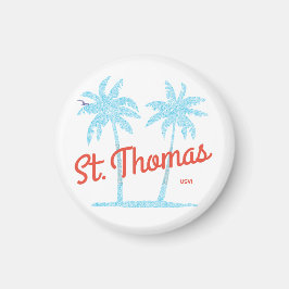 St. Thomas Island USVI Vintage Type Blue Handflata Magnet