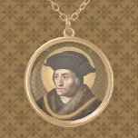 St. Thomas More (SAU 026) Guldpläterat Halsband<br><div class="desc">St. Thomas More (1470-1535) var verkligen en engelsk Renaissance: Han var advokat, statsman, social filosof, författare, familjeman och kristen humanist. Han blev också martyr under Henry VIII, eftersom han motsatte sig att Catherine av Aragonien skilde sig från Kung och tog titeln "Högsta chef för Englands kyrka". I dag är St...</div>