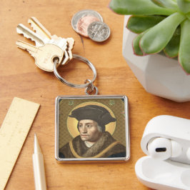 St. Thomas More (SAU 026) Premium Metall Fyrkantig Silverfärgad Nyckelring
