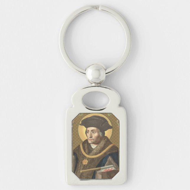 St. Thomas More (SAU 026) Rectangle Metall Rektangulärt Silverfärgad Nyckelring (Framsidan)