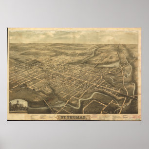 St Thomas Ontario 1896 Antique Panoramic Karta Poster