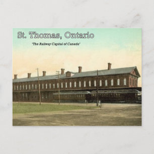 St. Thomas, Ontario - MC järnvägsstation c. 1910 Vykort