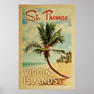 St Thomas palmträdvintage resor Poster